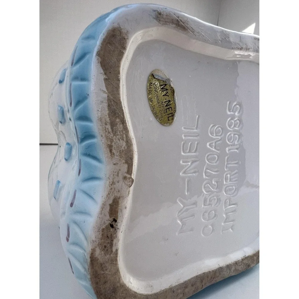 Planter Boot MY NEIL 1985 Blue‎ Ceramic Nursery Vase Baby Decor Vintage Gift